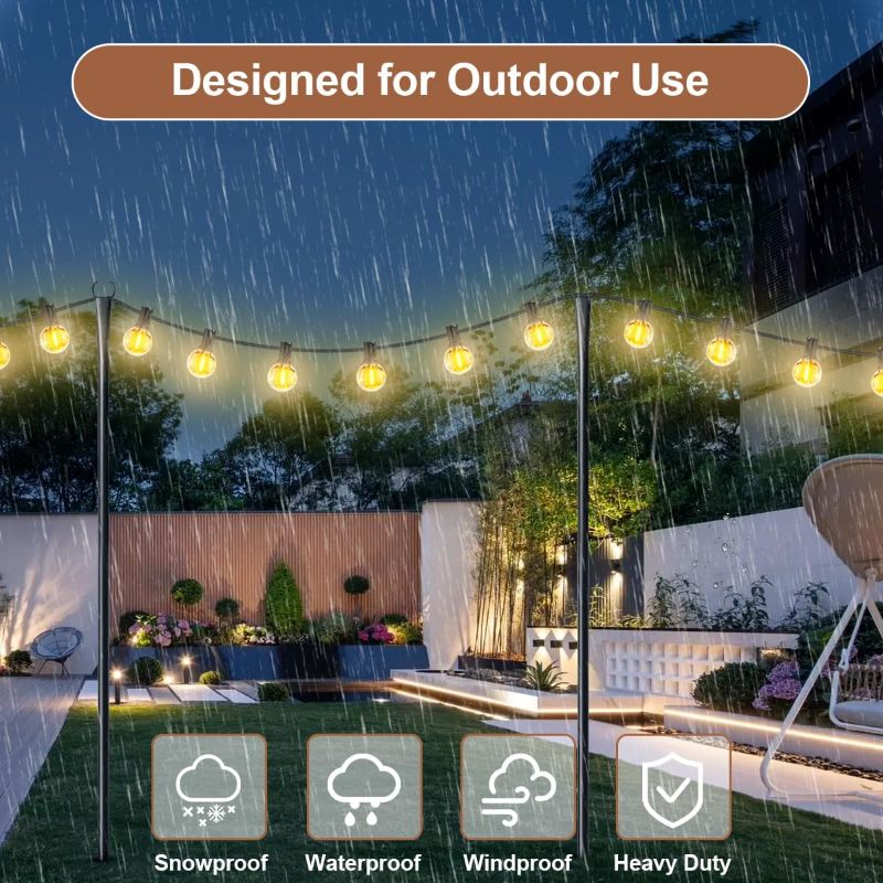 Photo 1 of 6 Pack String Light Poles for Outside, 10ft Heavy-Duty Metal Light Poles for Outdoor String Lights with Fork, Adjustable Lighting Accessories for Patio Decor Backyard Yard Pergola Garden Decorations