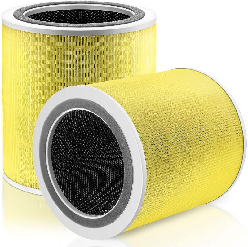 Photo 1 of Core 400S Replacement Filter for LEVOIT Core 400S Smart WiFi Air Purifie-r, Core 400S-RF-PA (LRF-C401-YUS), 3-in-1 H13 True HEPA Activated Carbon Pre-Filter, 2 Pack, Yellow