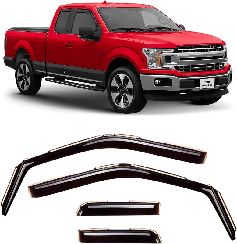 Photo 1 of Voron Glass in-Channel Extra Durable Rain Guards for Ford F150 2015-2020 SuperCab, Window Deflectors, Vent Window Visors, 4 Pieces