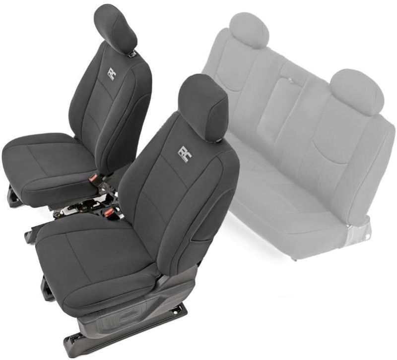 Photo 1 of Rough Country Neoprene Front Covers for Chevy Silverado & GMC 1500 (2014-2018) - Waterproof & UV Resistant, Foam Padded, Front Seat Cover Set