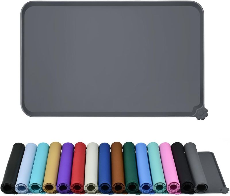 Photo 1 of Waterproof Pet Feeding Mat with High Raised Edges, Heavier and Thicker Placemats for Cat Dog Water Bowl with BPA Free, Dogs Cats Food Mats for Messy Drinkers to Prevent Spill and Protect Floors