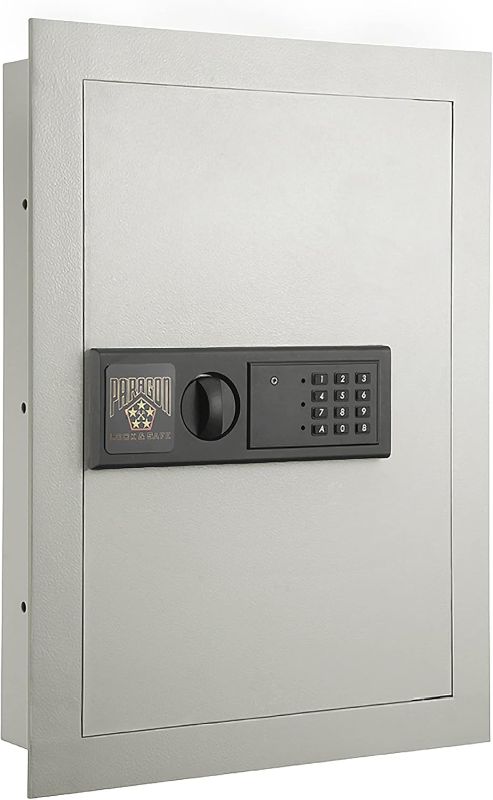 Photo 1 of In-Wall Safe - Home or Business Safe with LED Keypad and 2 Manual Override Keys - Protects Cash, Jewelry, Passports, and More by Paragon Safes (Cream)