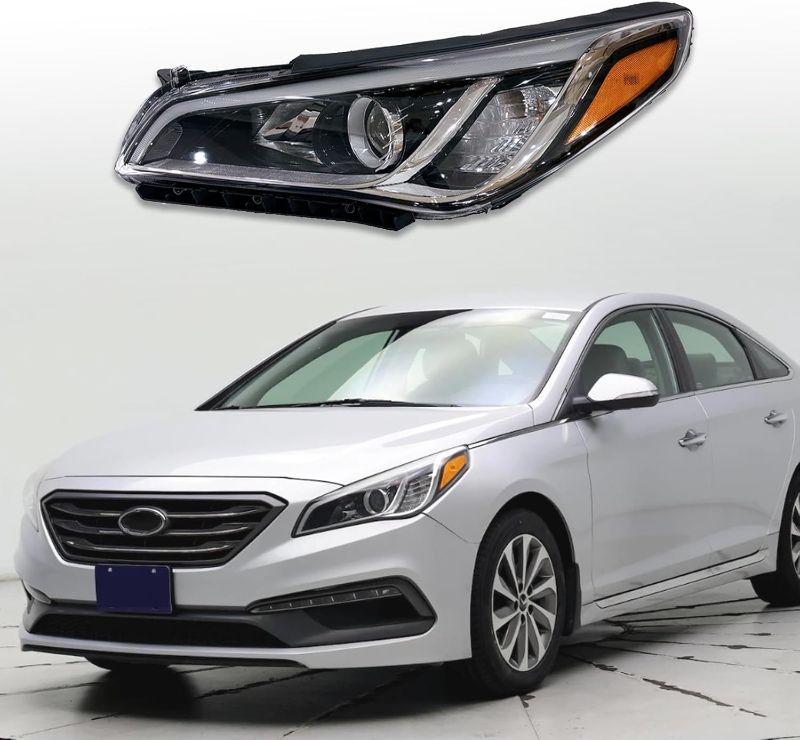 Photo 1 of Left Halogen Headlight Assembly Compatible with 2015 2016 2017 Hyundai Sonata with Bulbs(Driver Left Side)