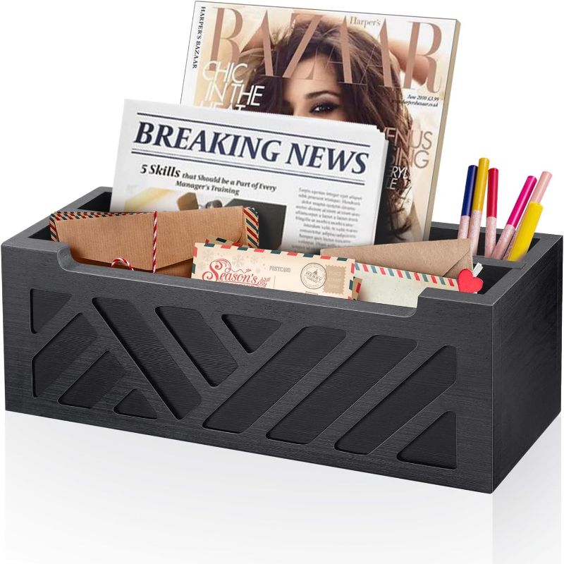 Photo 1 of Mail Organizer Mail Holder Countertop with 2 Slots, Wood Mail Basket for Wall Table Desk, Envelope Bill Holder for Home Office Decor