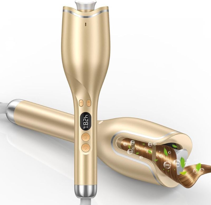 Photo 1 of Automatic Hair Curler, Auto Rotating Curling Iron with 4 Temperatures, 8 Timers 12s-19s, LCD Display, 1" Large Slot, Dual Voltage, Auto Shut-Off, Anti-Scald