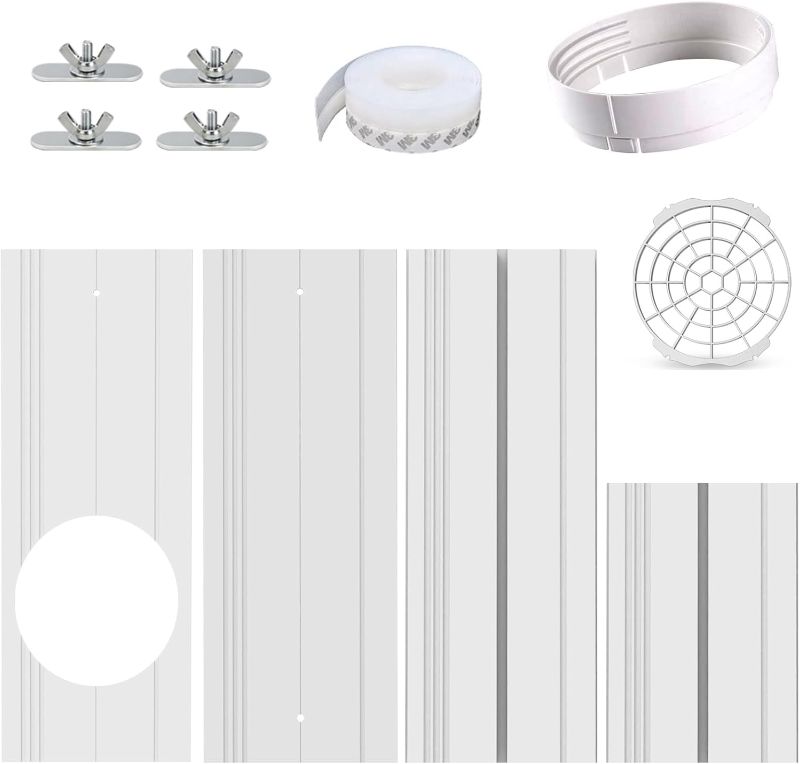 Photo 1 of Portable Air conditioner Window Seal Kit, AC Window Seal Suitable for 5.9” AC Exhaust Hose, Adjustable Vertical/Horizontal Sliding Window Vent Seal Plates for A/C Unit Window Vent Kit
