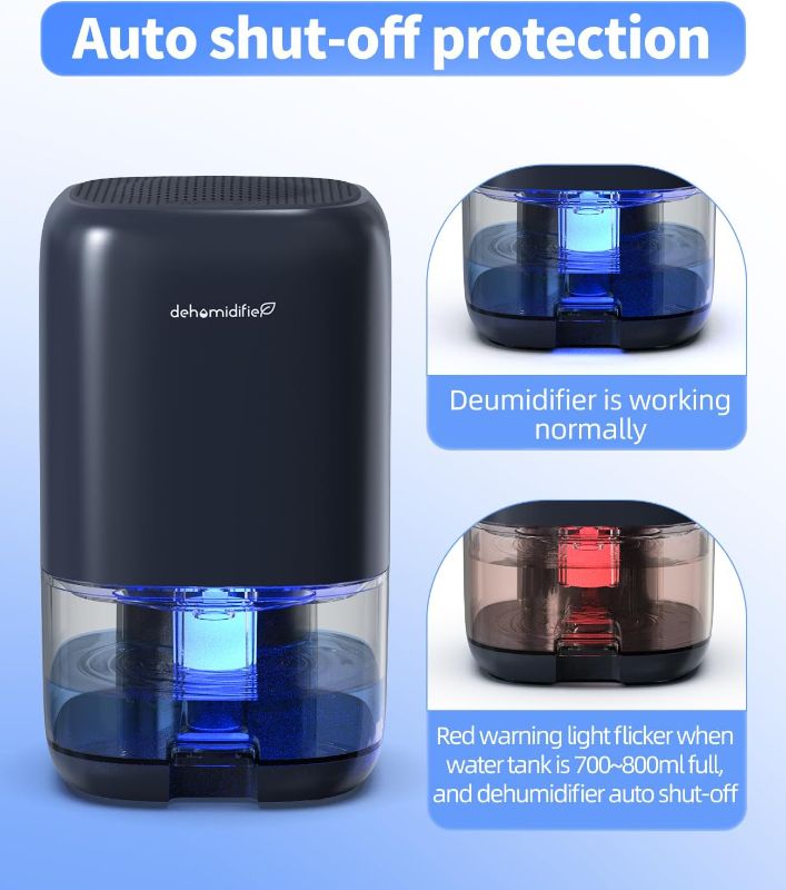 Photo 1 of TABYIK Dehumidifier, 35 OZ Small Dehumidifiers for Room for Home, Quiet with Auto Shut Off, Dehumidifiers for Bedroom (280 sq. ft), Bathroom, RV, Closet,Blue