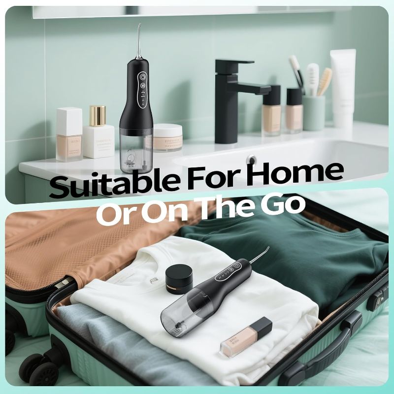 Photo 1 of Water Flosser Teeth Cleaner, 4 Modes Rechargeable Portable Cordless Oral Irrigator 260ML Electric Dentel Flossers with DIY Strength, IPX7 Waterproof Travel Flossing Cleaning Picks for Home, Travel