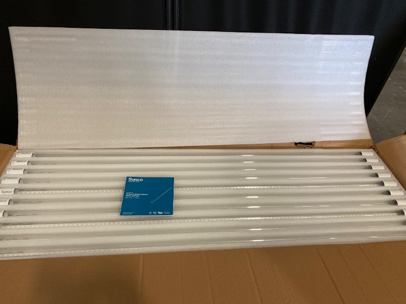 Photo 1 of Sunco 50 Pack T8 LED Bulbs 4 Foot, Tube Light Bulbs Ballast Bypass, 48 Inch Fluorescent Replacement, 2200 LM, 18W, 5000K Daylight, Single Ended Power, Type B, Frosted Lens UL.