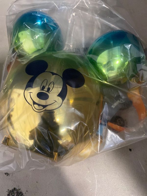 Photo 1 of Disney Balloon Mickey Head Popcorn Bucket Metallic Blue Green Gold Ombre
