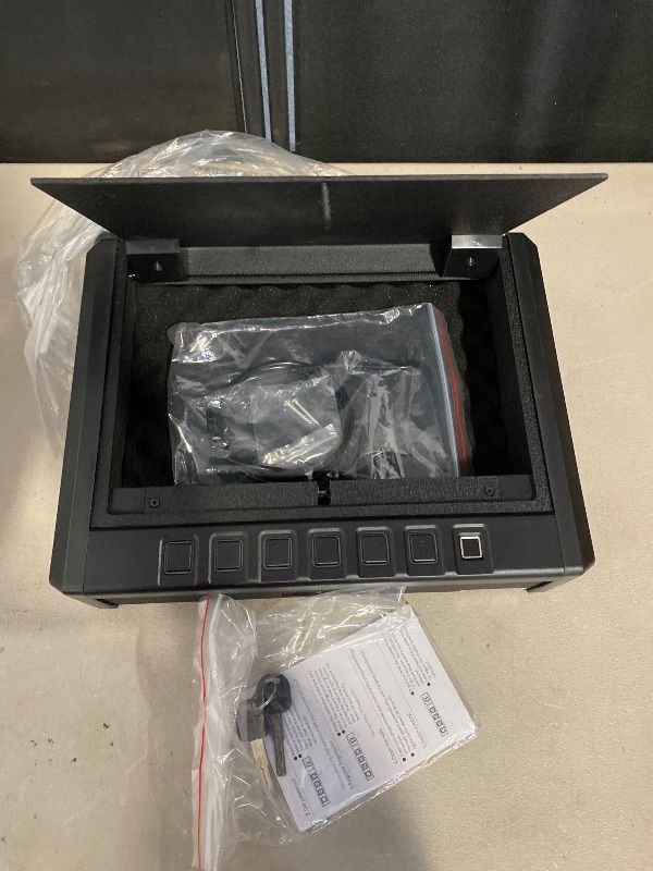 Photo 1 of Biometric Safe for Handgun – Quick Access Pistol Safe with 100 Fingerprints, Backlit Keypad & Backup Keys – Gun Lock Box for Nightstand, Bedside, Car, Truck & Vehicle Use