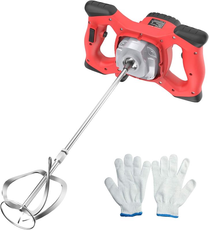Photo 1 of Cement Mixer, 2100W Electric Concrete Mixer with 6 Speed, 110V Handheld Mud Mixer for Motar,Paint, Grout, Plaster, Thinset,Fodder Stirring Tool