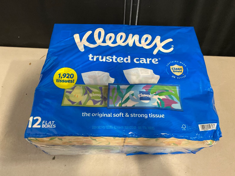 Photo 1 of Kleenex Trusted Care 2-ply Facial Tissues, Flat Boxes (160 tissues/box, 12 boxes)