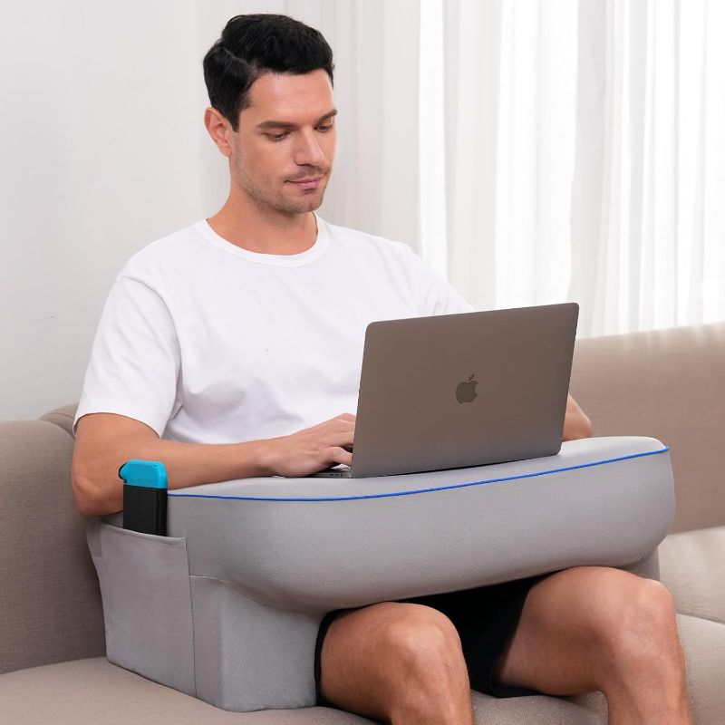 Photo 1 of Reading Pillow,Lap Desk Pillow for Laptop,Memory Foam Reading Pillows for Gaming, Arm Rest Pillow for Reading, Working, Crocheting, Playing Game or Sitting in Bed,Sofa