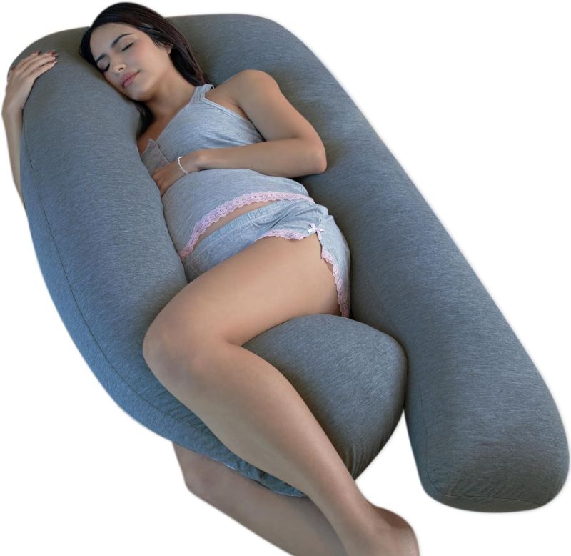 Photo 1 of Pharmedoc Pregnancy Pillows, U-Shape Full Body Pillow - Solid – Cooling Removable Cover Dark Grey – Pregnancy Pillows for Sleeping – Body Pillows for Adults, Maternity Pillow and Pregnancy Must Haves