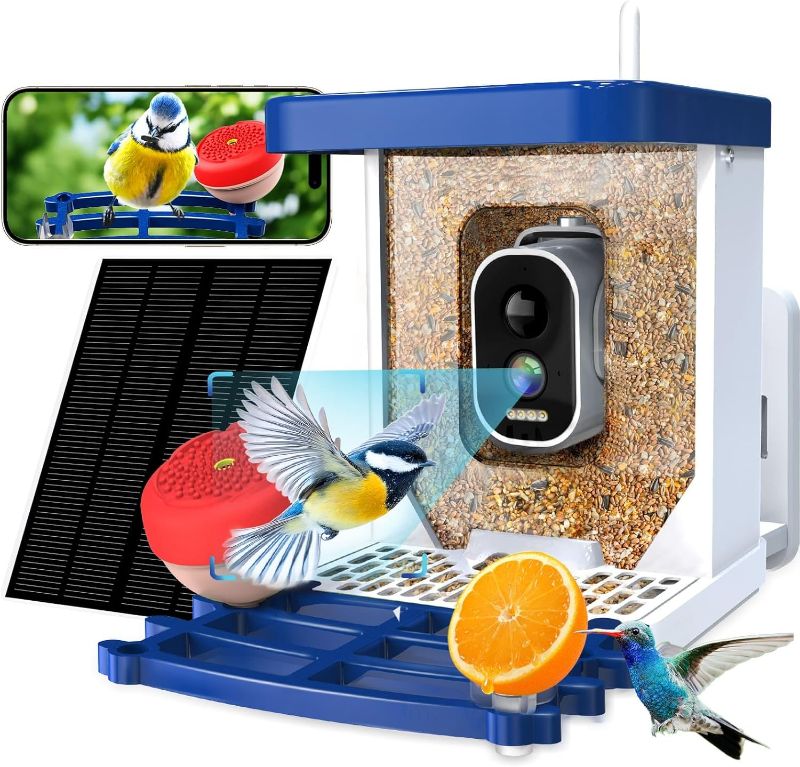 Photo 1 of Smart Bird Feeder with Camera,2.5K HD Bird Watching Camera with AI Identify,Auto Capture Videos & Detection,Solar Powered Wireless Birdhouse for Outdoors,Ideal Gift for Family
