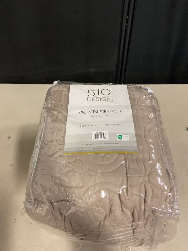 Photo 1 of King/Cal King - 510 DESIGN Oakley Reversible Quilt Set-Luxe Stitching Design All Season, Lightweight Coverlet Bedspread Bedding, Matching Shams, Oversized King/Cal King(120"x118"), Medallion Khaki 3 Piece