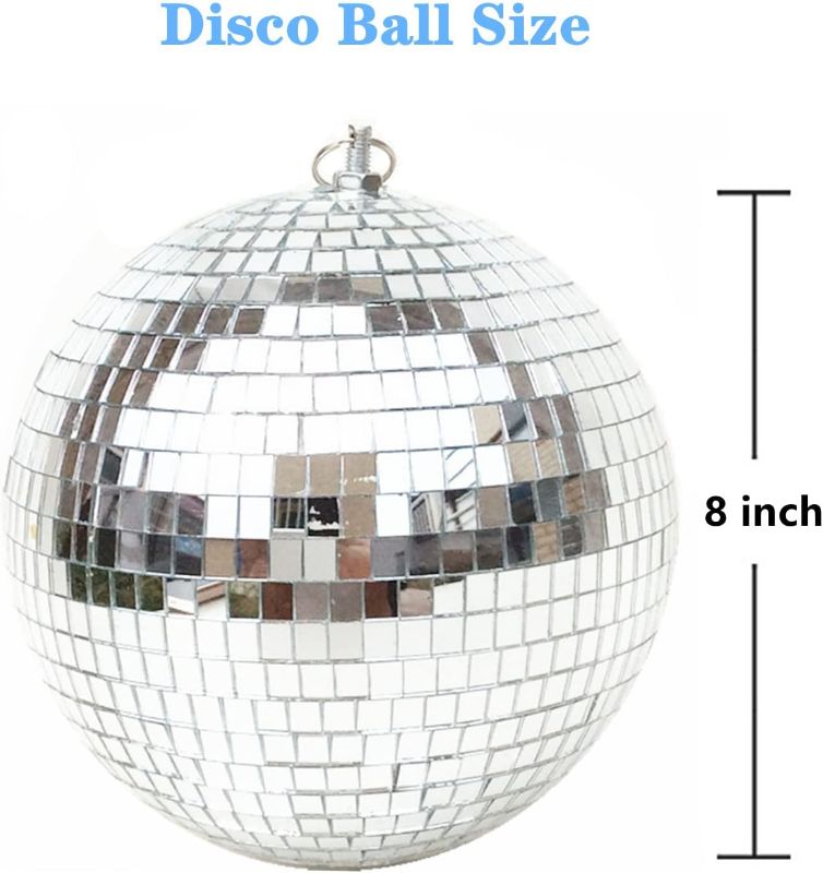 Photo 1 of Mirror Disco Ball 8 Inch Hanging Disco Ball for Party Wedding Holiday Home Decoration, Silver