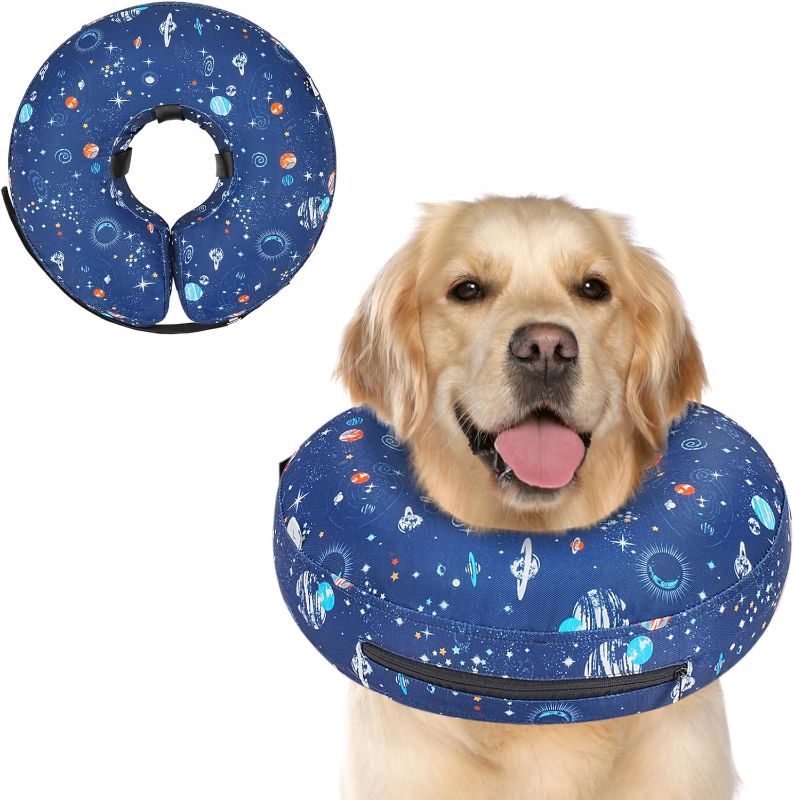 Photo 1 of Supet Inflatable Dog Cone Collar Alternative After Surgery, Dog Neck Donut Collar Recovery E Collar, Soft Pet Cone for Small Medium Large Dogs
