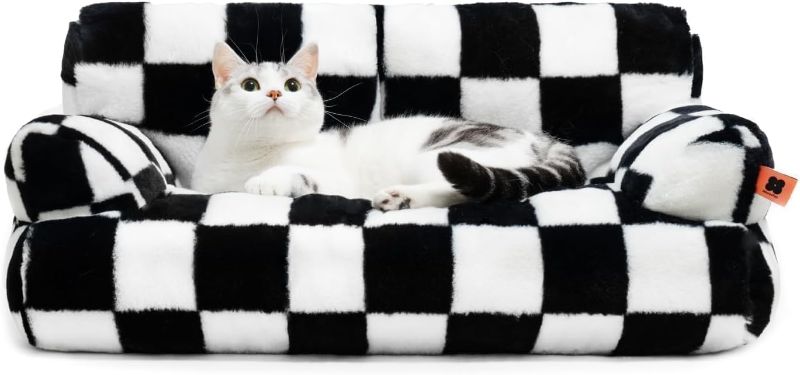 Photo 1 of Kalie Wants 
MEWOOFUN Cat Bed for Indoor Cats, Washable Dog Beds for Small Medium Dogs & Cats, Fluffy Cat Couch with Non-Slip Bottom (Black&White, 26.0" L x 19.0" W x 13.0" Th)