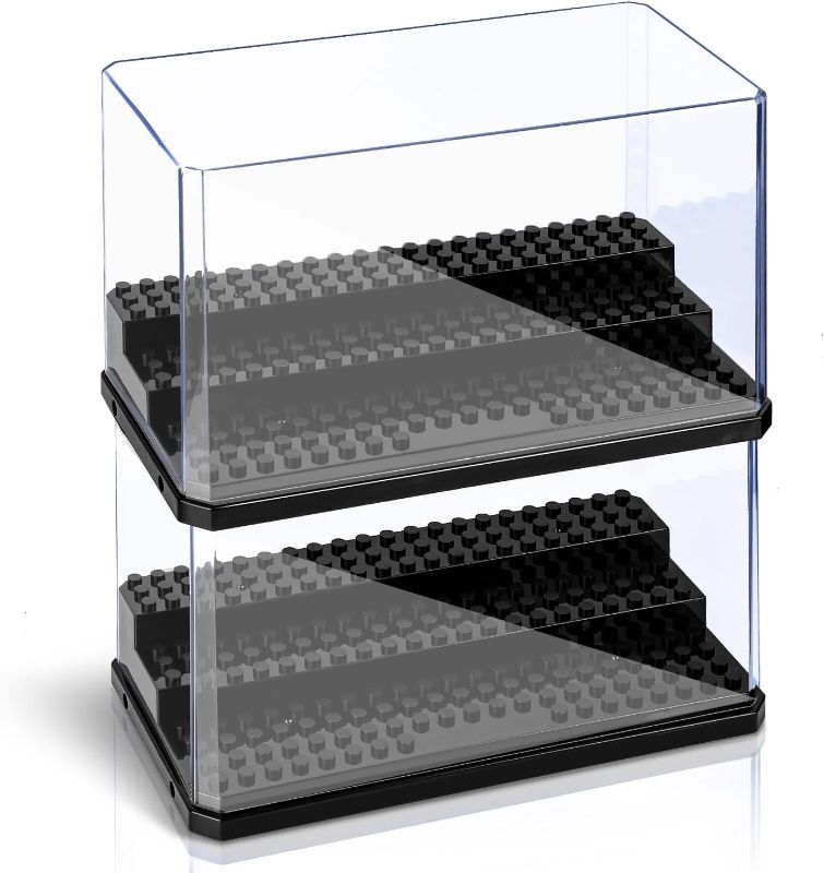 Photo 1 of Medium-Sized Miniature Display Case for Figures, 2 Pack Building Block Display Cases for Collectibles, Acrylic Display Storage Box, Gift for Action Figure & Miniatures Toys Lovers