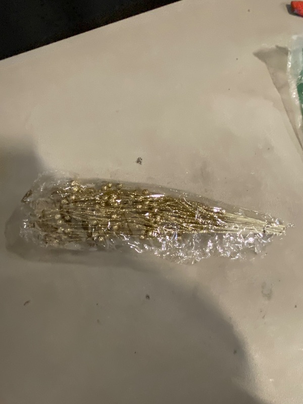 Photo 1 of 12 Pack Christmas Glitter Curly Spray Picks Berry Stems Wispy Willow Christmas Berry Picks Sprays Glittered Twigs for Christmas Tree Topper Wreath Garland Decoration Floral Arrangement (Gold)
