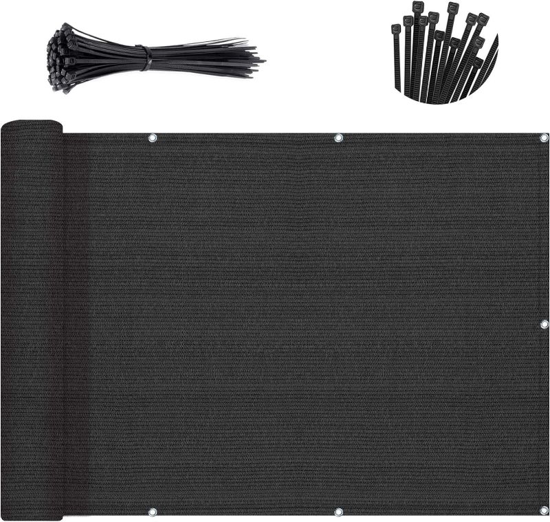 Photo 1 of SUNNY GUARD 3'x10' Black Balcony Privacy Screen Fence, Apartments Railing Heavy Duty Wind Screen for Outdoor,Backyard,Patio,Deck Privacy We Make Custom Sizes