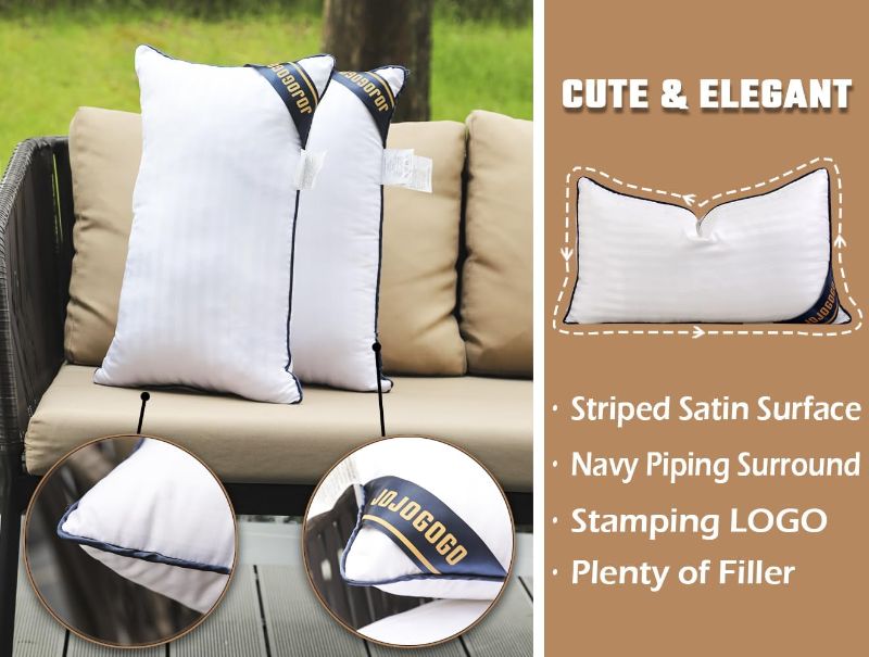 Photo 1 of 1 -  JOJOGOGO 12x20 Outdoor Lumbar Pillow Inserts Waterproof, 12 x 20 Super Plump Decorative Rectangle Pillow Synthetic Down Alternative Lumbar Pillows for Couch Patio Furniture and Porch
