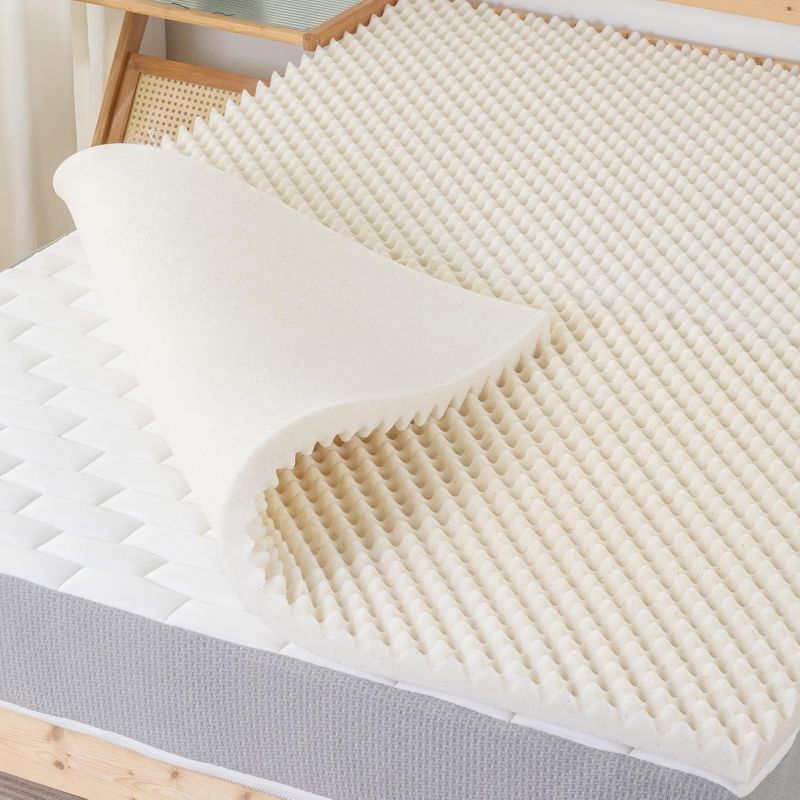 Photo 1 of Twin - Nutan, 1-Inch Convoluted Copper-Infused Memory Foam Mattress Toppers, Cooling and Pressure Relieving with Airflow Design, Twin, Beige