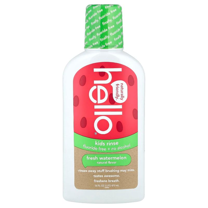 Photo 1 of HELLO Kids Watermelon Fluoride Free Rinse, 16 FZ
