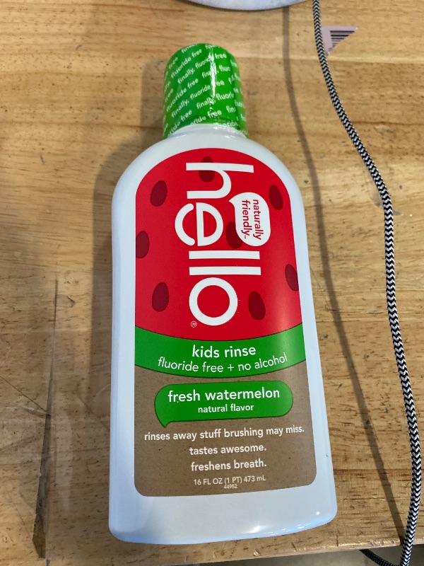 Photo 1 of HELLO Kids Watermelon Fluoride Free Rinse, 16 FZ