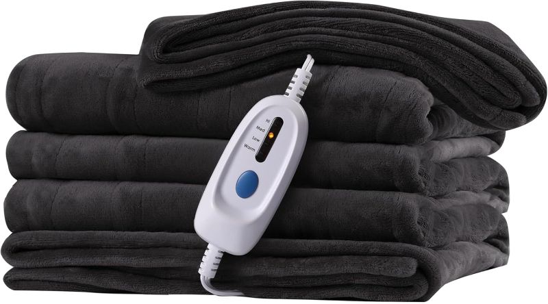 Photo 1 of McJaw Electric Heated Blanket 72"x 84" Full Size, 4 Heating Levels and 10 Hours Auto Off, Lightweight and Breathable - Dark Grey 