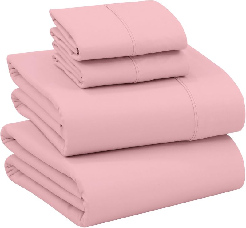 Photo 1 of RUVANTI 100% Cotton Sheets Queen Size Set, 4 Pieces, Soft & Breathable Percale Weave Bedding, Deep Pocket 16", Hotel Standard, Crisp Cool Feeling, Durable, Perfect Dyed Bed Sheet, Bridal Rose