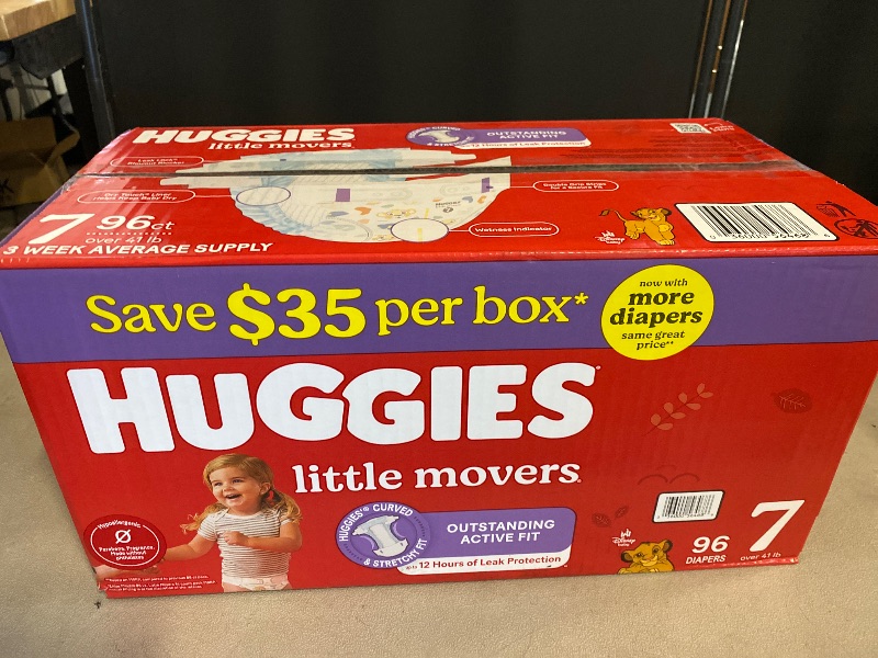 Photo 1 of Huggies Little Movers Baby Diapers, Size 7 (41+ Pounds), 96 Count