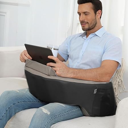 Photo 1 of Reading Pillow for Gaming, Extra Large Laptop Pillow for Adult, Memory Foam Lap Desk Gaming Pillow for Reading, Working, Playing Steam Deck Switch or Sitting in Bed Floor Sofa(Grey)