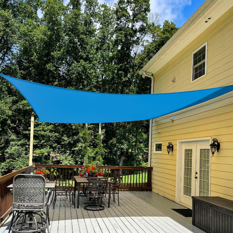 Photo 1 of TANG 16' x 20' Sun Shade Sail Rectangle Outdoor Canopy UV Block Sunshades for Patio, Square Shade Cloth for Backyard Porch Deck Garden Pergola Cover, Blue