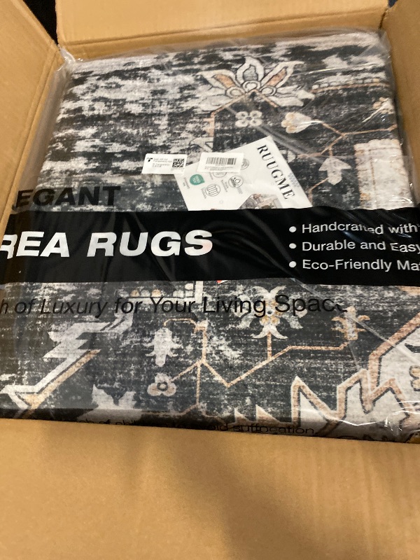 Photo 1 of RUUGME Washable 8x10 Area Rugs - Large Rugs for Living Room Stain Resistant Carpet Vintage Rugs for Bedroom with Non Slip Backing Home Decor Floor Decoration Mat (8x10 Black)