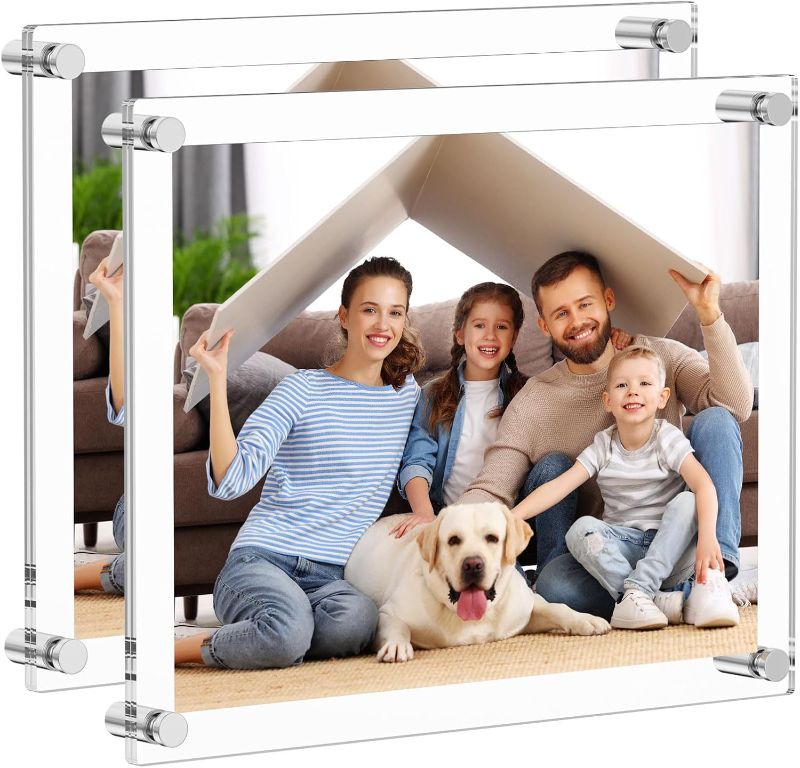 Photo 1 of AITEE 11x14 Acrylic Picture Frames 2 Pack, Clear Picture Frames for Wall, Modern Frameless picture Frames Lucite Transparent Square Cubes Floating Hanging Photo Frame Gift for Home Office Display