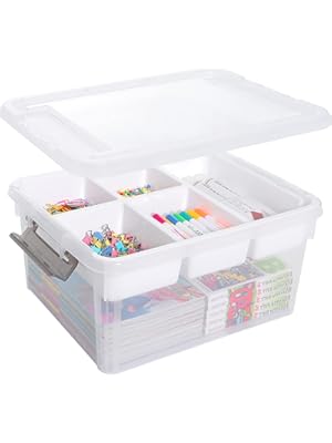 Photo 1 of Citylife 17 QT Plastic Storage Box with Removable Tray Craft Organizers and Storage Clear Storage Container for Organizing Bead, Tool, Sewing, Playdoh