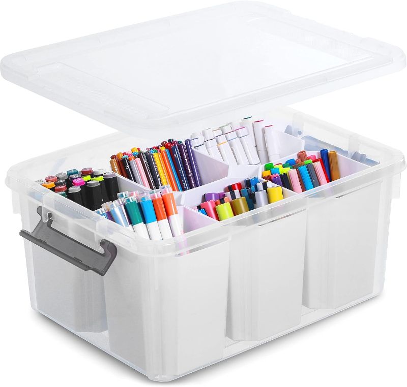Photo 1 of Citylife 17 QT Plastic Storage Bins Clear Storage Box with Lids Multipurpose Stackable Storage Containers for Organizing Tool, Craft, Crayon