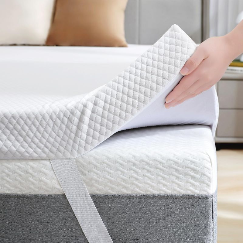 Photo 1 of Full - SINWEEK 3 Inch Gel Memory Foam Mattress Topper Full Size, Ventilated High Density Pad for Back Pain, Bed Topper with Removable Soft Cover, CertiPUR-US Certified