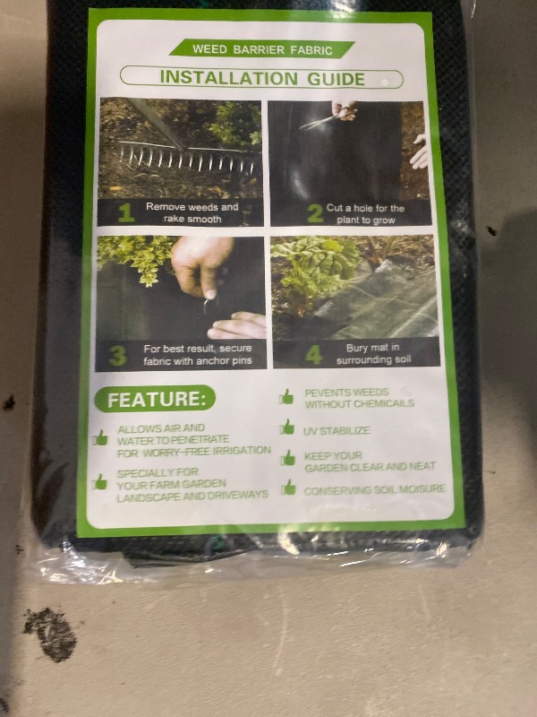 Photo 1 of 3ftx50ft  Barrier Fabric Heavy Duty, Gardening Landscape Fabric Cover Mat, Durable Weed Control Fabric for Garden Bed Cover, Landscaping, Commercial Driveway, Underlayment Use (3x50FT-3.2OZ)