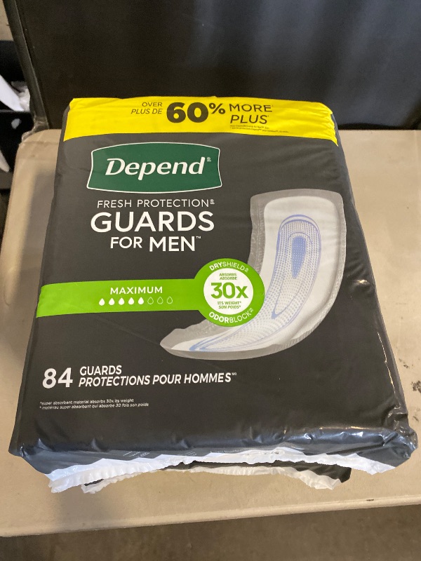 Photo 1 of Depend Guards Incontinence Pads for Men, Maximum Absorbency, 168 Count (2 Packs of 84), Packaging May Vary