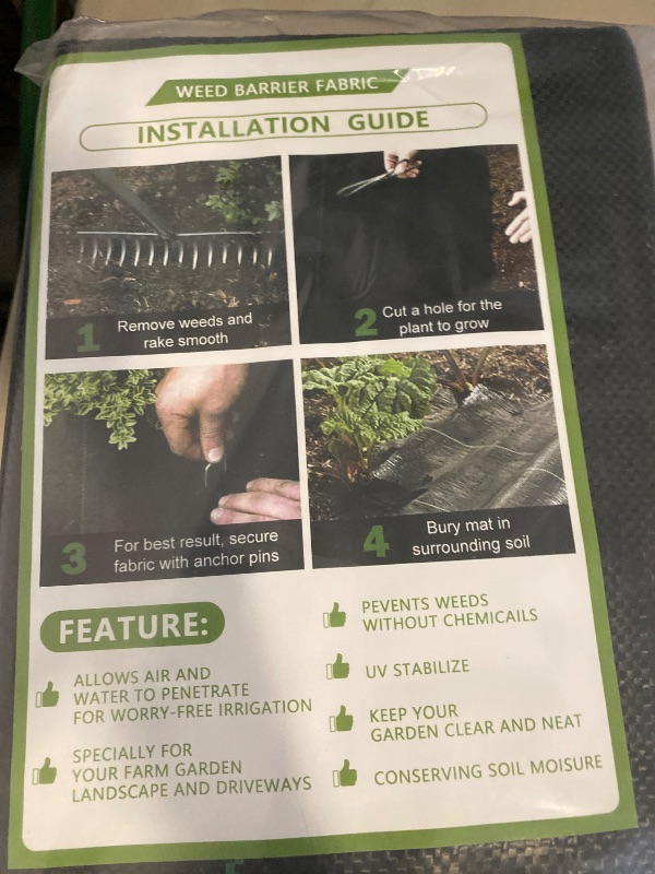 Photo 1 of 3ftx50ft  Barrier Fabric Heavy Duty, Gardening Landscape Fabric Cover Mat, Durable Weed Control Fabric for Garden Bed Cover, Landscaping, Commercial Driveway, Underlayment Use (3x50FT-3.2OZ)