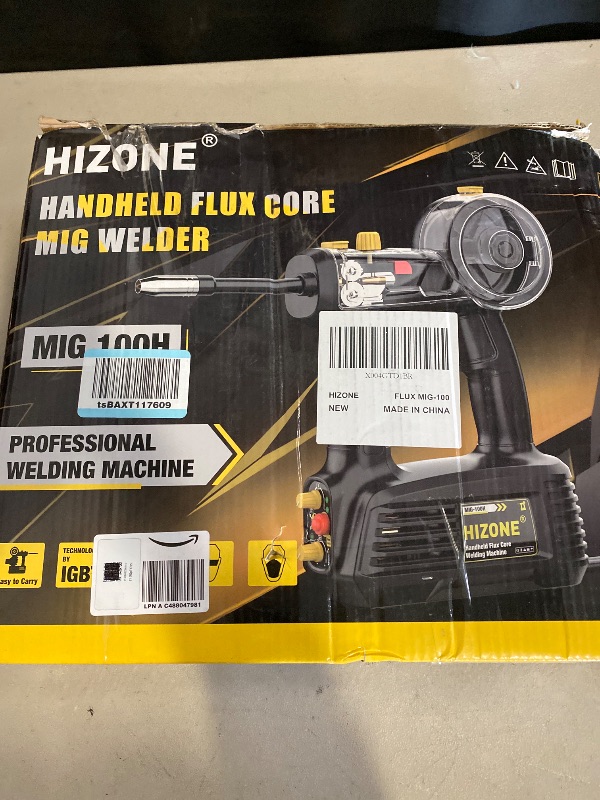 Photo 1 of Hand Held MIG Welder Machine 110V, HIZONE 100A Flux Core Portable Welding Machine, Handheld Gasless Inverter Wire Feed Welding Equipment