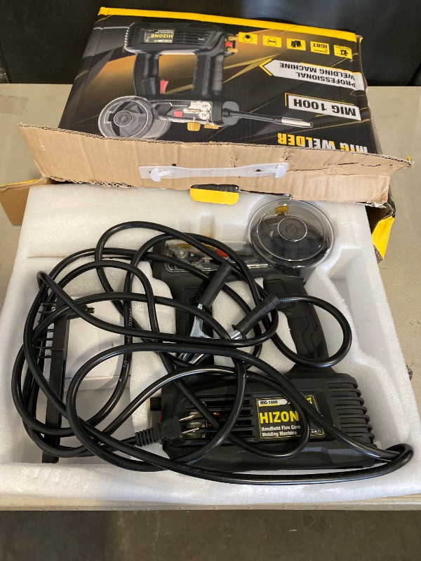 Photo 1 of Hand Held MIG Welder Machine 110V, HIZONE 100A Flux Core Portable Welding Machine, Handheld Gasless Inverter Wire Feed Welding Equipment