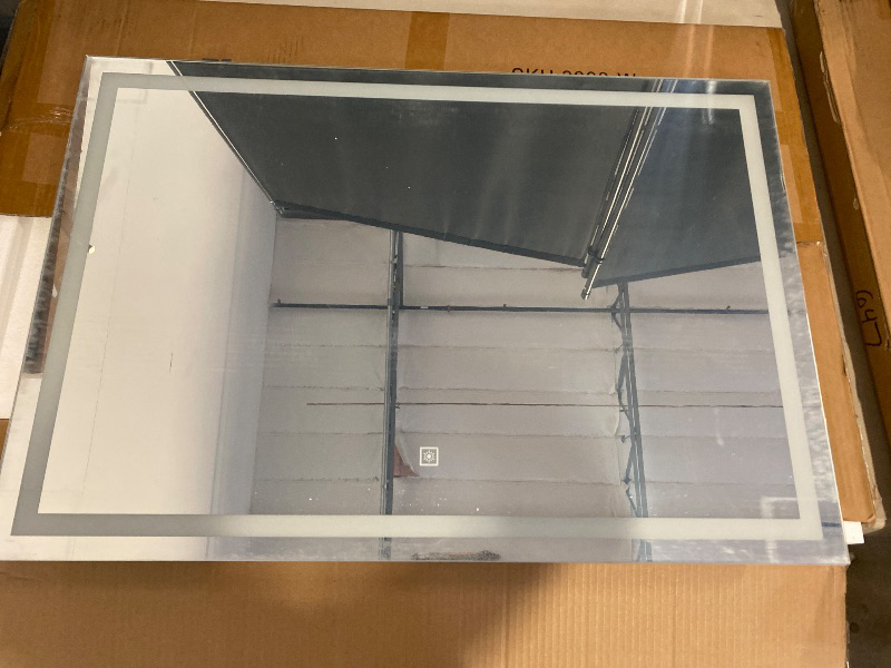Photo 1 of Vanity Mirror with Lights, 32" x 22" Large Lighted Vanity Mirror with Dimmable 3 Modes, LED Makeup Mirror, USB Charging Port, Tabletop or Wall-Mounted Square White