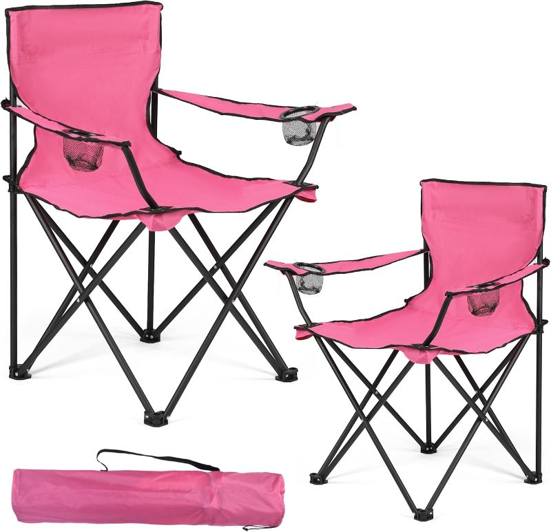 Photo 1 of 2 Pack Lightweight Camping Chairs, 300LBS Heavy-Duty Portable Folding Chairs with Carry Bag, Compact Design for Camping, Beach, Picnics, and Outdoor Event
