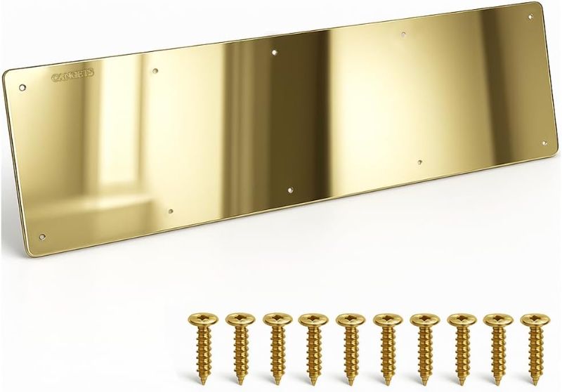 Photo 1 of Door Kick Plate, Metal Kickplate for Bottom of Door,10x36 inch Aluminum Metal Plate Rounded Corners for Interior and Exterior Doors (Gold)