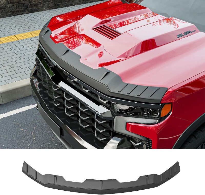 Photo 1 of Hood Protector Compatible with 2019-2025 Chevy Silverado 1500 Hood Deflector TPE Shield Replacement for 2019-2025 Chevy Silverado Accessories